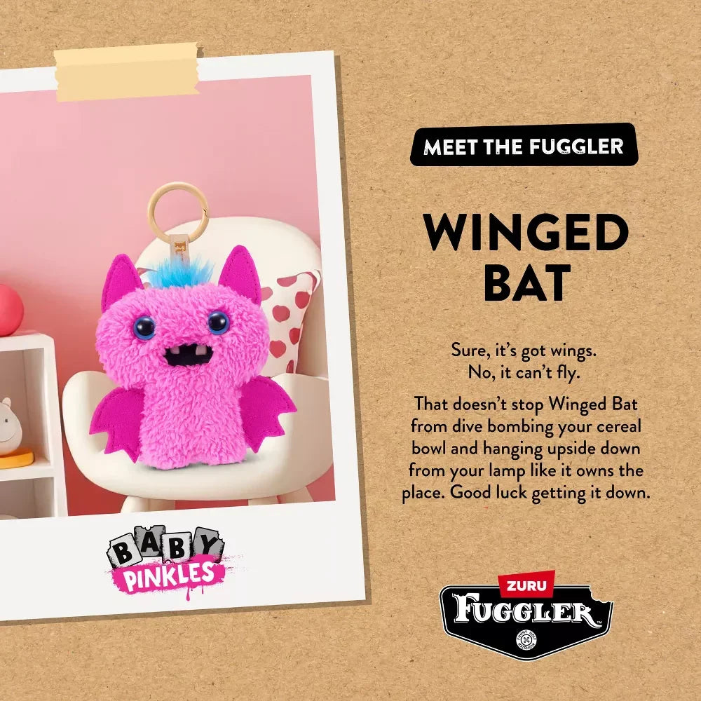 Zuru Fugglers Baby Pinkles 3.5 Inch Plush Keyring - Winged Bat