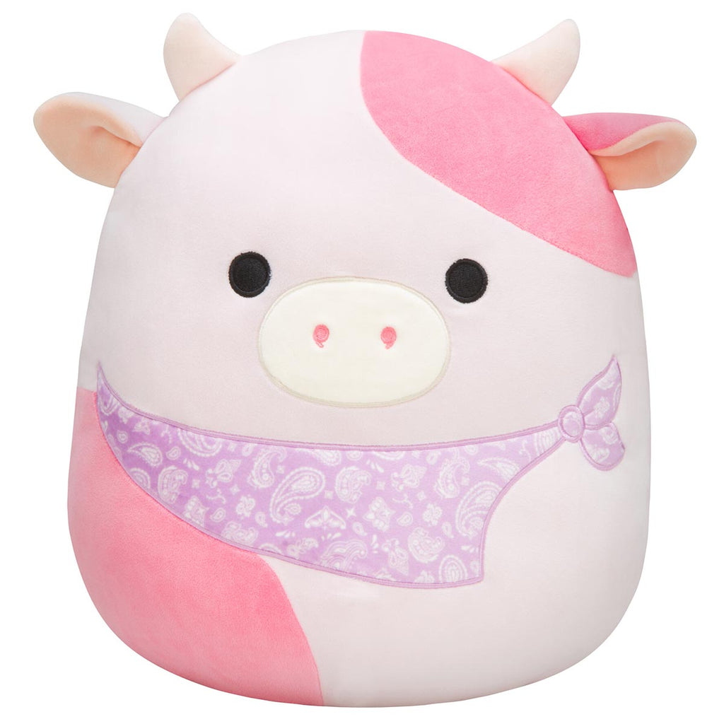 14-Inch Reshma the Light Pink Cow with Purple Bandana