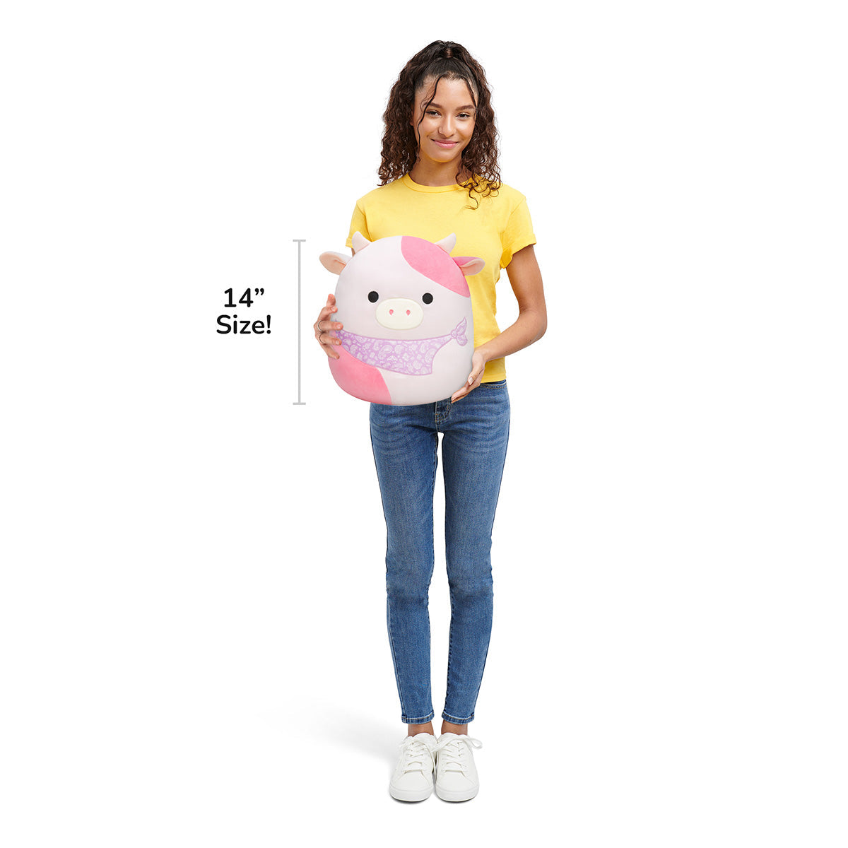 14-Inch Reshma the Light Pink Cow with Purple Bandana