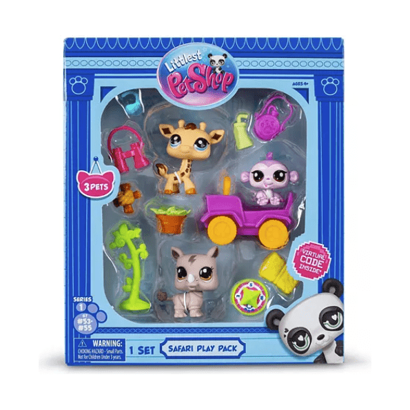 Littlest Pet Shop Gen 7 Safari Play Pack - #53 Giraffe, #54 Monkey, #55 Rhino