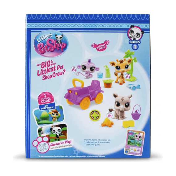 Littlest Pet Shop Gen 7 Safari Play Pack - #53 Giraffe, #54 Monkey, #55 Rhino
