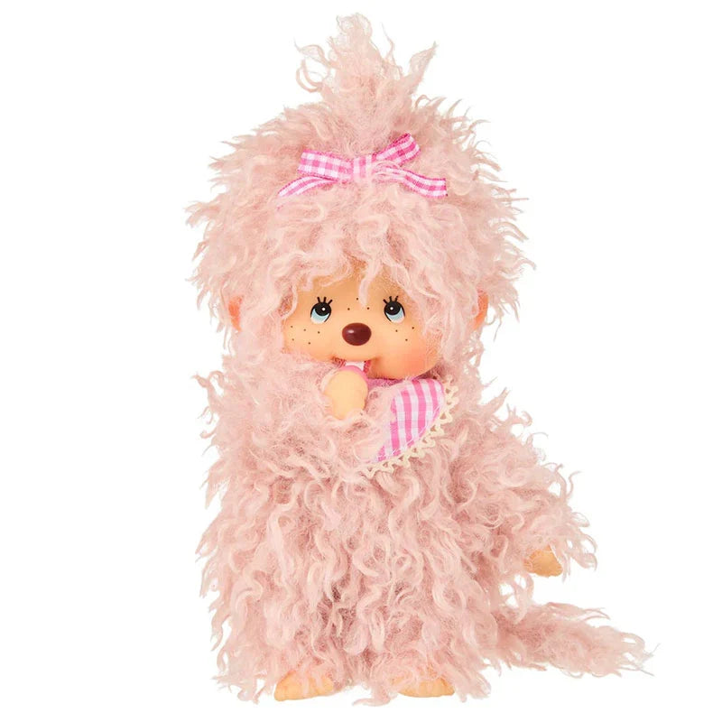 Monchhichi 8 Inch Fluffy Pink Beige Girl Plush Doll Toy